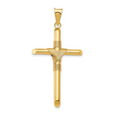 14K Polished w/Center Wrap Tube Cross Pendant