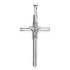 14K White Gold Polished Cross Pendant with Center Wrap & Rhodium Finish