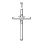 14K White Gold w/Center Wrap Tube Cross Pendant
