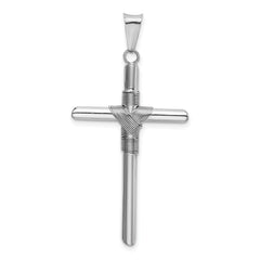 14K White Gold Cross Pendant with Polished 3D Design