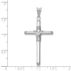 14K White Gold Cross Pendant with Polished 3D Design