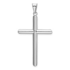 14k White Gold Polished 3D Tube Cross Pendant by Sophia Jewelers