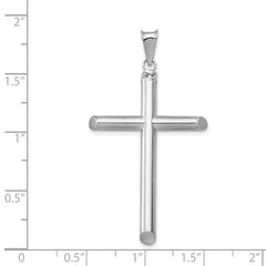 14k White Gold Polished 3D Tube Cross Pendant by Sophia Jewelers