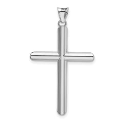 14K White Gold Polished 3D Tube Cross Pendant by Sophia Jewelers