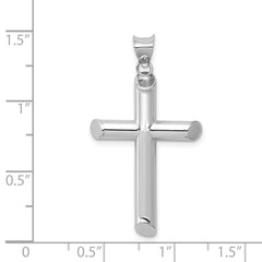 14K White Gold Polished 3D Tube Cross Pendant by Sophia Jewelers