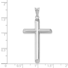 14K White Gold Polished Cross Pendant with Rhodium Finish Elegant 3D Design