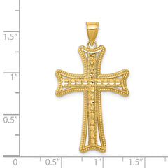 14K Gold Diamond-Cut Cross Pendant with Solid Cast Design