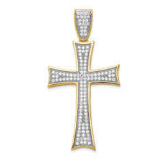 14k w/Rhodium Micro Pav‚ CZ Large Cross Pendant