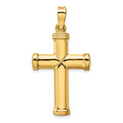 14K Gold Polished Cross Pendant with 3D Design Elegant & Timeless