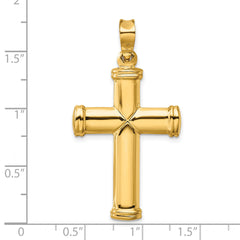 14K Gold Polished Cross Pendant with 3D Design Elegant & Timeless