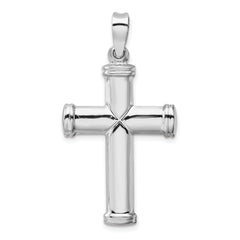 14K White Gold Polished 3D Cross Pendant with Rhodium Finish