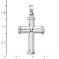 14K White Gold Polished 3D Cross Pendant with Rhodium Finish