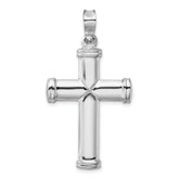 14k White Gold Polished Stamping Cross Pendant