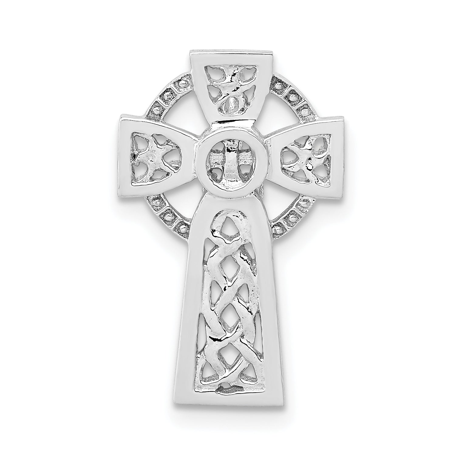 14k White Gold Polished Celtic Cross Slide