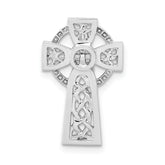 14k White Gold Polished Celtic Cross Slide