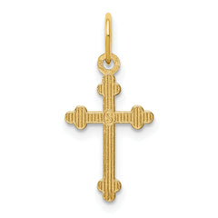 14K Gold Diamond-Cut Budded Cross Pendant with Polished Finish Elegant & Solid