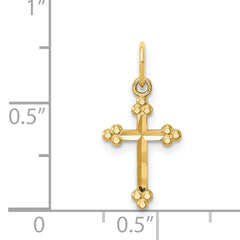 14K Gold Diamond-Cut Budded Cross Pendant with Polished Finish Elegant & Solid