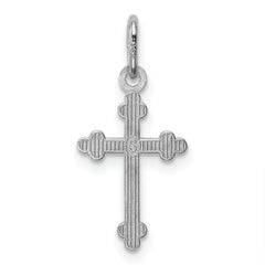 14K White Gold Polished Diamond-Cut Budded Cross Charm Elegant and Durable