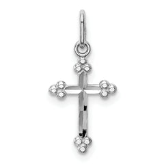 14k White Gold Polished D/C Small Budded Cross Charm
