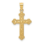 14K Satin and Polished Faith Cross Pendant