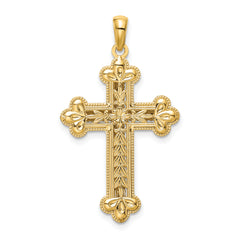 14K Two-Tone Gold 3D Cross Pendant with Diamond-Cut Polished Finish