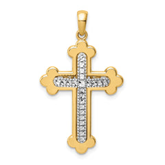 14k Two-tone Diamond-cut Polished 3D Cross Pendant