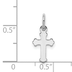 14K White Gold Mini Polished Cross Charm with Rhodium Finish Elegant & Timeless Design
