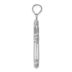 14K White Gold Reversible Diamond-Cut Cross Pendant with 3D Polished Finish