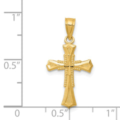14K Gold Diamond-Cut Cross Pendant with Polished Finish Solid & Elegant