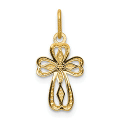 14K Gold Diamond-Cut Polished Cross Pendant Elegant Petite Charm