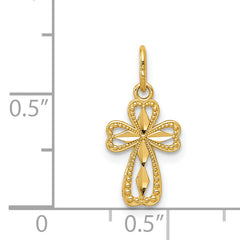 14K Gold Diamond-Cut Polished Cross Pendant Elegant Petite Charm