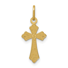 14K Gold Diamond-Cut Cross Charm with Polished Finish Elegant & Solid