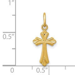 14K Gold Diamond-Cut Cross Charm with Polished Finish Elegant & Solid