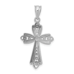 14K White Gold Polished Fancy Cross Pendant with Diamond-Cut Design
