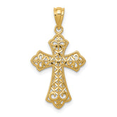 14k Polished Filigree Cross Pendant
