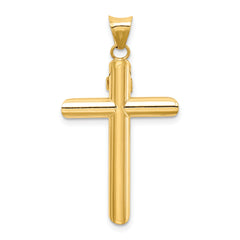 14K Two-Tone Gold Polished Crucifix Pendant with Hollow Design
