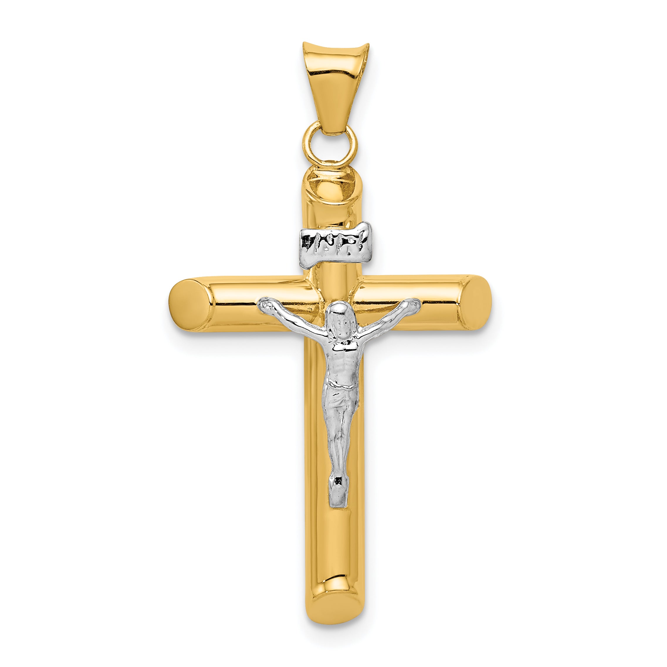14k Two-Tone Polished Crucifix Pendant