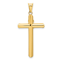 14K Two-Tone Gold Polished Crucifix Pendant with Hollow Design Elegant Statement Piece