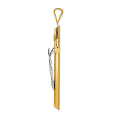 14k Two-Tone Polished Hollow Crucifix Pendant by Sophia Jewelers