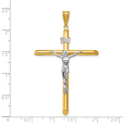 14k Two-Tone Polished Hollow Crucifix Pendant by Sophia Jewelers
