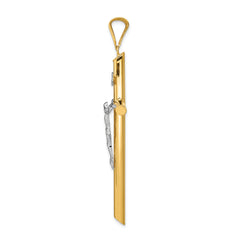 14K Two-Tone Gold Crucifix Pendant with Polished Finish