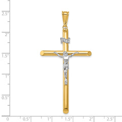 14K Two-Tone Gold Crucifix Pendant with Polished Finish