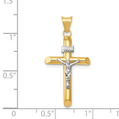 14K Two-Tone Gold Polished Jesus Crucifix Pendant Elegant Religious Charm
