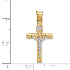 14K Two-Tone Gold Crucifix Pendant with Polished Finish