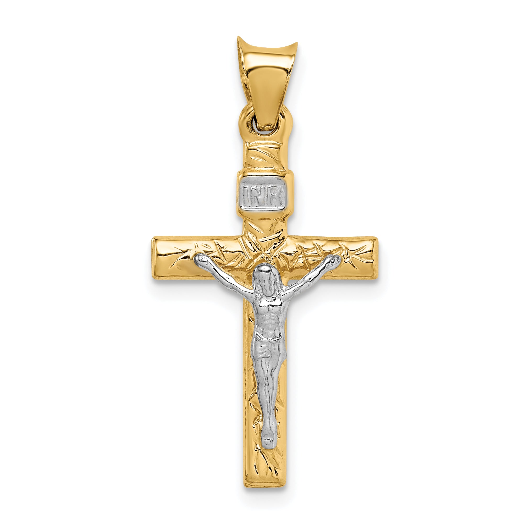14k Two-Tone Crucifix Pendant