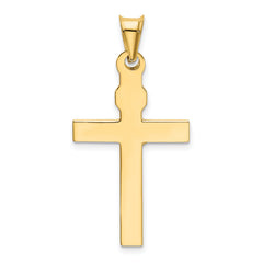 14K Two-Tone Gold INRI Crucifix Pendant with Polished Textured Finish