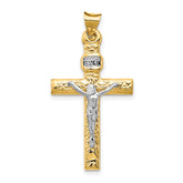 14k Two-Tone and Rhodium INRI Crucifix Pendant