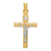 14K Two-Tone w/Rhodium Crucifix Pendant