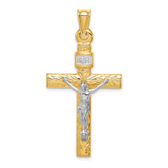 14K Two-Tone w/Rhodium Crucifix Pendant