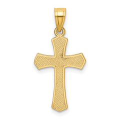 14K Gold Diamond-Cut Crucifix Pendant with Polished Finish